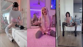 Amy - Sissy Splitscreen Chastity Masturbation Compilation