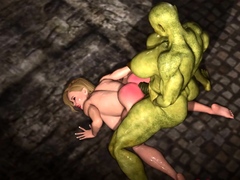 Futa orc with a huge dick fucks hard a sexy blonde slut