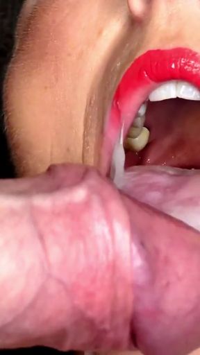 Stunning moment from &quot;Close Up Amateur Couple Blonde Milf Blowjob Cum in Mouth Swallow&quot;