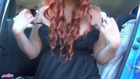 French babe Vic Alouqua masturbates and gets a facial in public parking lot