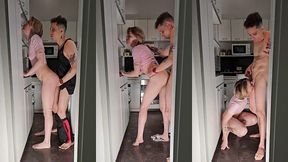 cute blondie gets fucked in the kitchen