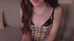 Tattooed Ohana Petite gives deepthroat & rides cock in english