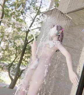 Dva Bath Cumshot no Sound, futa Shemale