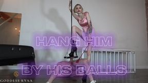 Hang Him By His Balls - Suspension CBT in Chastity with Corporal Punishment Kicks & Slapping his Swollen Aching Balls by Goddess Kyaa