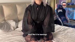 Alt goth e-girl deepthroats energy drink guy then gets creampie in insane flexible positions