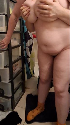 Big Tits Kneaded in Bathroom - Shower Sex