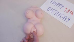 Blonde MILF gave her stepson a sex toy as a birthday present