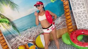 Beach Lifeguard HAND OVER MOUTH fight - HAZEL SINCLAIR & DAKOTA MARR HIDEF MOV