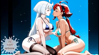 Lesbians cum in animated yuri joi until their first orgasm