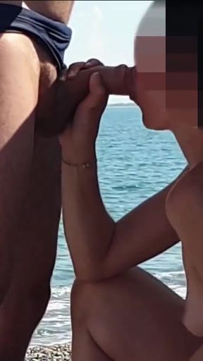 Stunning moment from &quot;Public beach blowjob compilation - French Amateur&quot;
