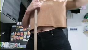 Thick Latina Kitchen Tease Unzips for Rough BDSM Cock Destruction Gush