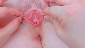 Petite Virgin Teen Teases and Stretches Wet Pussy