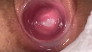 Camera deep inside Mia's tight creamy pussy