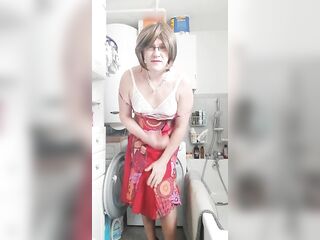 Patty Crossdresser Teasing Red Summer Suit