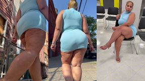 puerto rican boricua woman - mini skirt - high heels stilettos- walking slow motion-thick legs-ass worship-fat ass