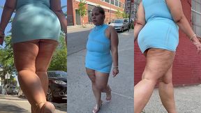 puerto rican boricua woman - mini skirt - high heels stilettos- walking slow motion-thick legs-ass worship-fat ass