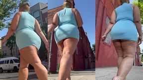 puerto rican boricua woman - mini skirt - high heels stilettos- walking slow motion-thick legs-ass worship-fat ass