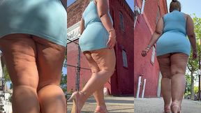 puerto rican boricua woman - mini skirt - high heels stilettos- walking slow motion-thick legs-ass worship-fat ass