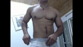 Smooth Latino Lad Flexes His Muscles