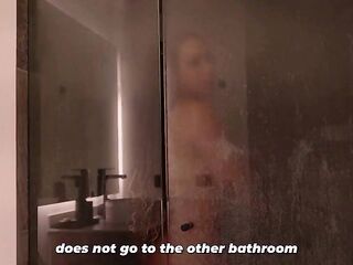 Stepson runs off after pulling the towel off his stepmother
