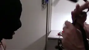 Busty older woman gets mouth-drilled with a ring gag and massive throat cumshot