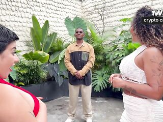 I screw my most excellent ally's bodyguard's large ebony ramrod and gulp all his cum! Carla Morelli & Rioc69