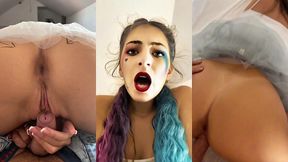 first harley queen cosplay sex ends with massive huge creampie inside 18yo yoya grey pov