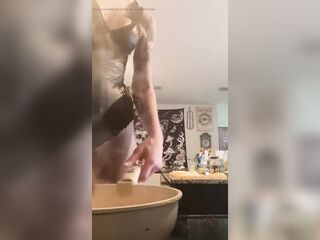 73 Giantess Cooks in Petite Kitchen