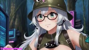 A cute soldier topless in a forest, Ai animation