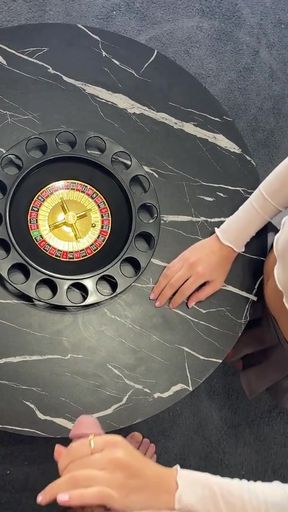 Two girls one guy Christmas Handjob Challenge House Party for fun and precum dripping oily cum   Clip 1