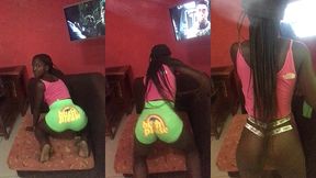 crazybitch twerking hard for a customer before inserting an analplug
