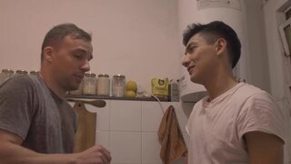 Hairy dude getting penetrated sideways from a Latino
