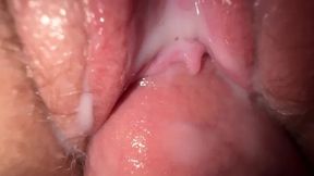 Teen Stepsister's First Time Fuck with Creamy Pussy Close-up