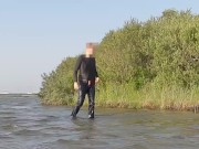 Swim in lake and losing clothes