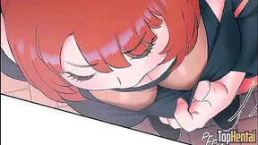 Dark-Skinned Anime Chick Flexes for Yoga Sex With CFNM Action