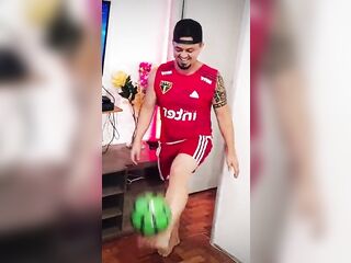 Homo football player bangs deeply