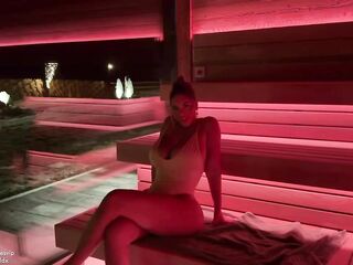 Hawt Aussie with giant natural titties picks up a man in the sauna - Alanna Pow & Nicholas Ferres