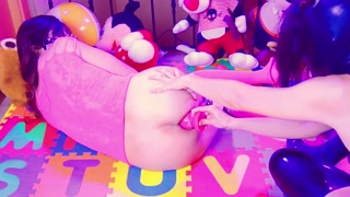 Female DOMINATION in DIAPERS and CHASTITY with a big ANAL plug and PISS