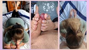 I give you a BLOWJOB IN THE POSE with my soles on display, and finish you with MY FEET!