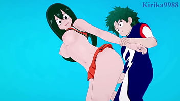 Tsuyu Asui and Kyoka Jiro and Izuku Midoriya intense sex. - My Hero Academia Hentai