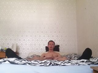 Slim lanky hunk teen strokes soaked big weenie