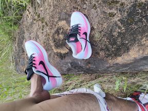 fucking and cumming inside Nike Zoom Pegasus Sneaker outdoors with fleshlight