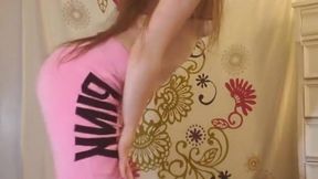 Striptease from pink pants to nude to Buttons by Pussycatdolls