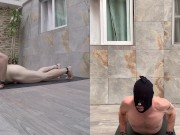 PitFanOne-Terrace Yoga with cum swallowing close up