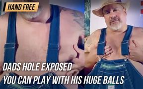 Dads hole exposed even though hes a top you can play with his huge balls and ass