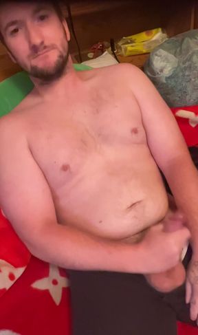 Quick solo jerk off in bed