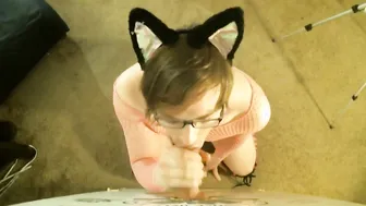 Neko Boi Services a Cock Through a Glory Hole
