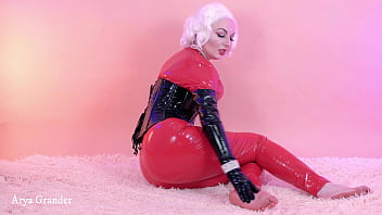 Boobs and feet tease video hot Arya Grander pin up MILF in PVC