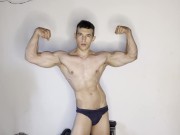 In the casino someone pay me for flex my muscles and jerk off my uncut cock