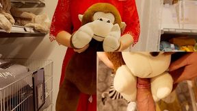 Risky Public Fun and Sex - risky play in furniture store with a fluffy Teddy